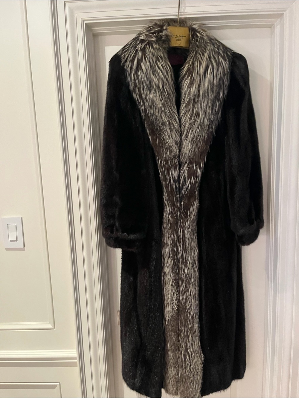 Antthony Dark Brown Mink Coat with Silver Fox Trim
